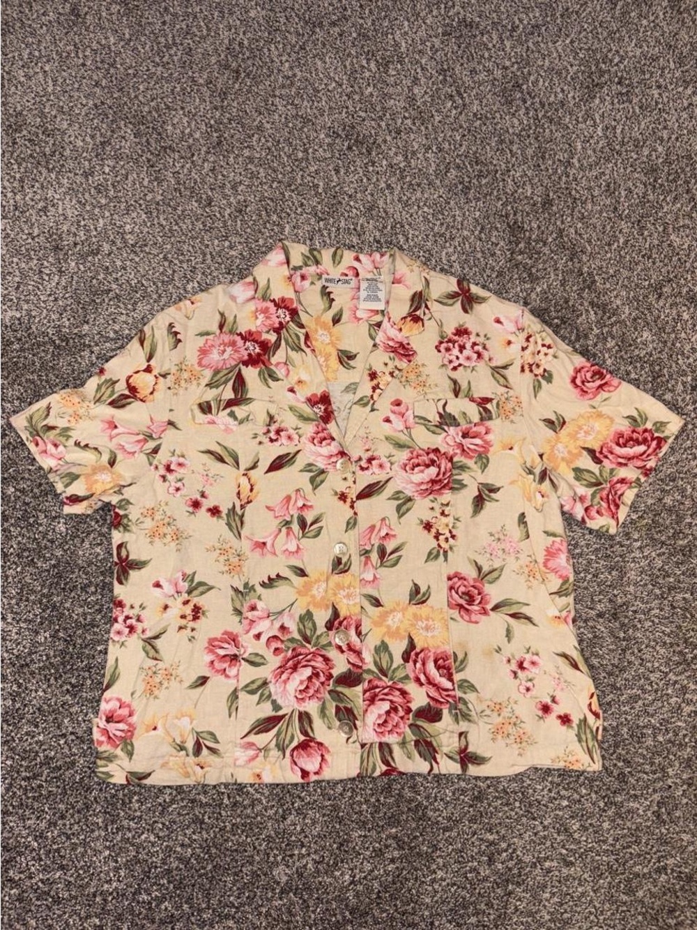 Vintage button up shirt with a cottagecore floral design